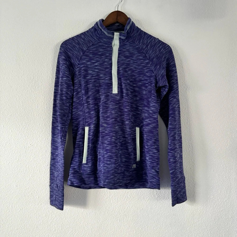 Avalanche Loma Snap Pullover Sweater Small Purple Aster Bay Quarter Snap Cozy - Picture 5 of 15